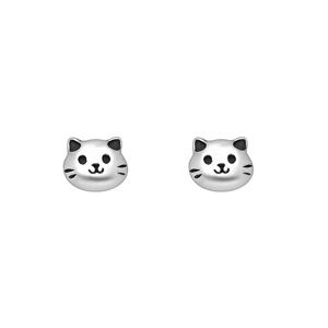 Sterling Silver Cat Face Stud Earrings